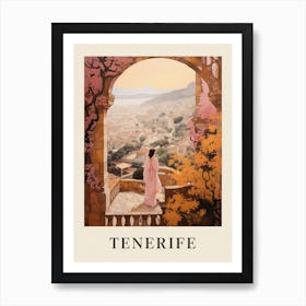 Tenerife Spain 4 Vintage Pink Travel Illustration Poster Art Print