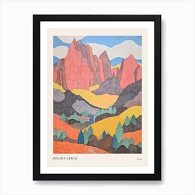 Mount Kenya Colourful Mountain Illustration Poster Art Print