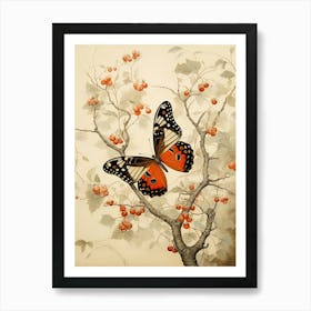 Butterflies In The Branches Japanese Style Painting 4 Art Print