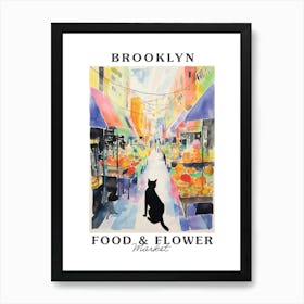 Food Market With Cats In Brooklyn 1 Poster Art Print