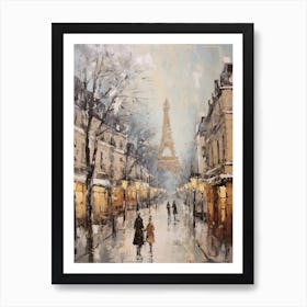 Vintage Winter Painting Paris France 1 Art Print