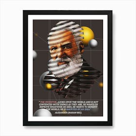 Quote In Ribbon Famous People Alexander Graham Bell ― The Inventor Art Print