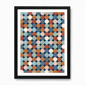 Polka Dots in Terracotta and Blue Art Print