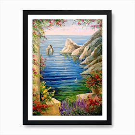 View of the sea and the rocks Art Print