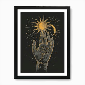 Hand Holding The Sun Art Print