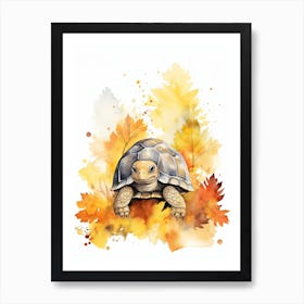 Turtle Watercolour In Autumn Colours 2 Art Print