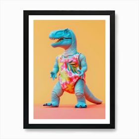 Pastel Toy Dinosaur In 80s Clothes 4 Art Print