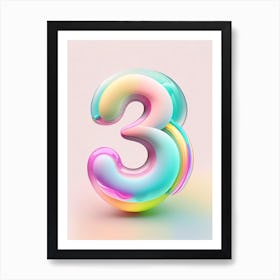 3, Number, Education, Bubble Rainbow 2 Art Print