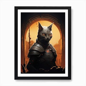 Gray Fox Warrior Illustration 4 Art Print