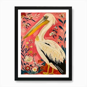 Floral Animal Painting Pelican 3 Art Print