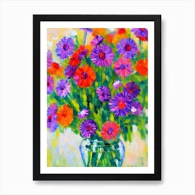 Oxeye Daisy Floral Abstract Block Colour Flower Art Print