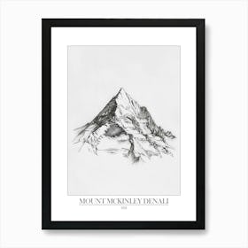 Mount Mckinley Denali Usa Line Drawing 3 Poster Art Print