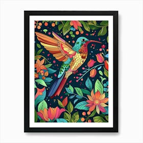 Colorful Humming Bird Art Print