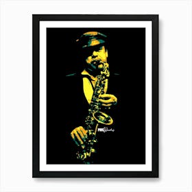 Phil Woods American Jazz Saxophonist in Colorful Pop Art Illustration Art Print