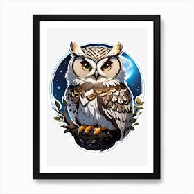 Owls In The Moonlight 2 Art Print