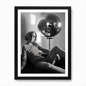 Disco Ball Woman Black And White Photography 1 Art Print