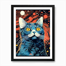 Stellar Purrsistence, Psychedelic Cats series Poster