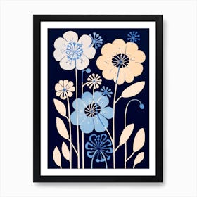 Blue Flower Illustration Queen Annes Lace 2 Art Print