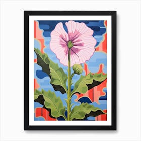 Hollyhock 3 Hilma Af Klint Inspired Pastel Flower Painting Art Print