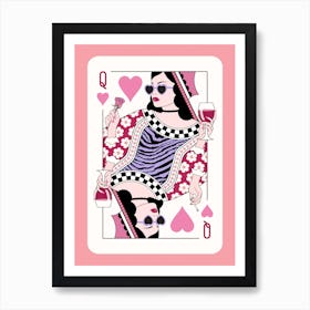 Queen Of Hearts Pink - Red Wine and Pink Roses Art Print