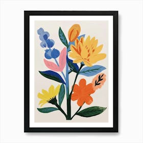 Painted Florals Celosia 2 Art Print