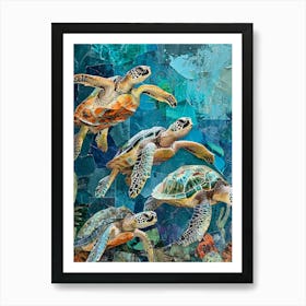 Kitsch Sea Turtle Collage 3 Art Print