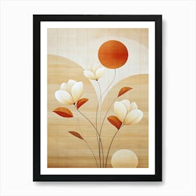 Flowers On A Wooden Background Art Print