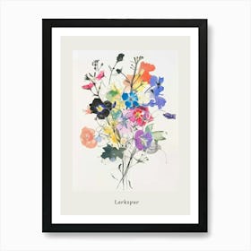 Larkspur 1 Collage Flower Bouquet Poster Art Print