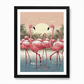 Pink Flamingos 2 Art Print