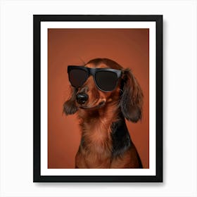 Dachshund In Sunglasses.Generated AI. Art Print Affiche