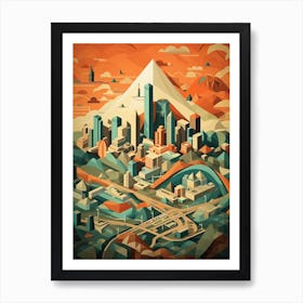 Los Angeles, Us, Geometric Illustration 3 Art Print