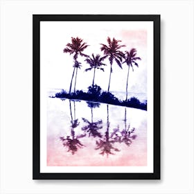 Palm Tree Reflections Sunset Art Print