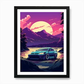 Mitsubishi Lancer Evolution X Ghibli Style Art Print