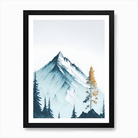 Mountain And Forest In Minimalist Watercolor Vertical Composition 37 Art Print