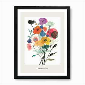 Ranunculus 1 Collage Flower Bouquet Poster Art Print