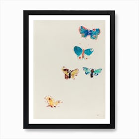 Five Butterflies, Odilon Redon Art Print
