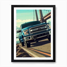 A Ford F 150 In The Pacific Coast Highway Car Illustration 2 Poster