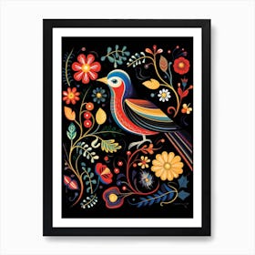 Folk Bird Illustration Sparrow 3 Art Print