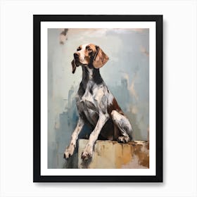 Pointer Dog, Painting In Light Teal And Brown 3 Art Print