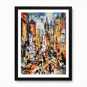 Painting Of A San Francisco With A Cat In The Style Of Abstract Expressionism, Pollock Style 2 Art Print