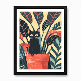 Cute Black Cat in a Plant Pot 21 Art Print