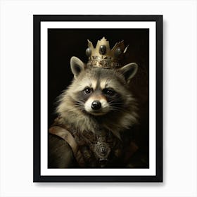 Vintage Portrait Of A Tanezumi Raccoon Wearing A Crown 4 Art Print