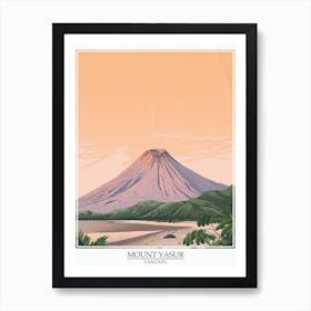 Mount Yasur Vanuatu Color Line Drawing 7 Poster Art Print