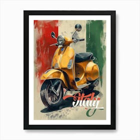 Italian Flag Vespa Scooter Poster Art Print