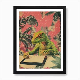 Dinosaur & A Letter Retro Collage 1 Art Print
