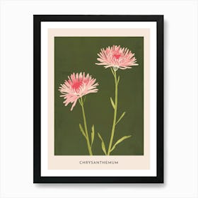 Pink & Green Chrysanthemum 3 Flower Poster Art Print