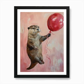 Cute Otter 2 With Balloon Art Print