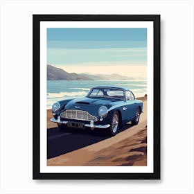 A Aston Martin Db5 In The Pacific Coast Highway Car Illustration 3 Art Print