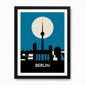 Berlin Skyline Blue Art Print