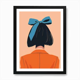 Back Of A Woman With Blue Bow 1 Art Print